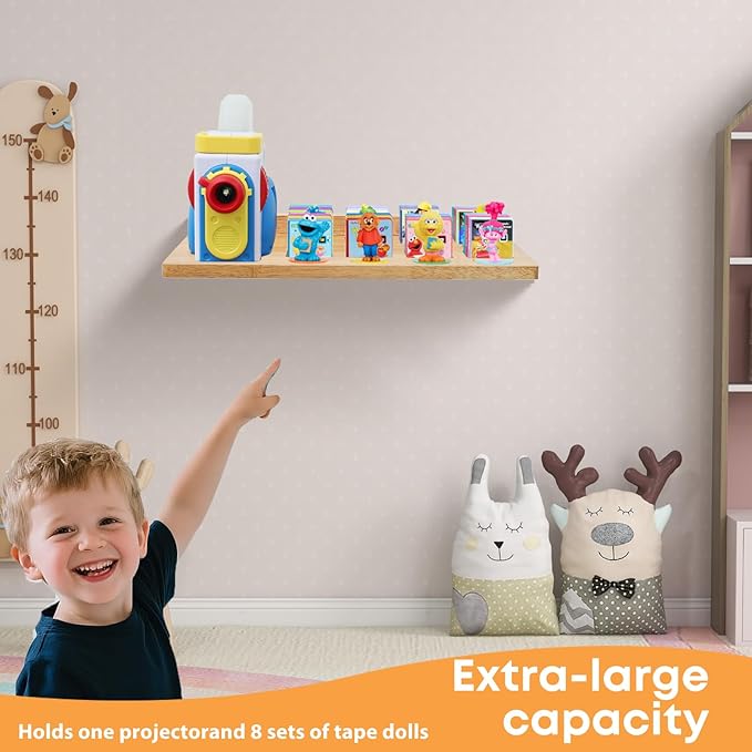 Floating Shelves for Little Tikes Story Dream Machine,Wall Shelf for Little Tikes Projector Books Audio Play Character Storage Tray Organizer for Toddlers and Kids Girls Boys,Oak(Natural Wood)