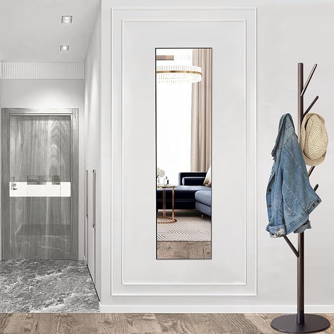 NEWBULIG Full Length Mirror, Full Body Floor Mirror with Aluminum Alloy Thin Frame, Wall or Standing Mirror for Bedroom, Living Room, Dressing Room