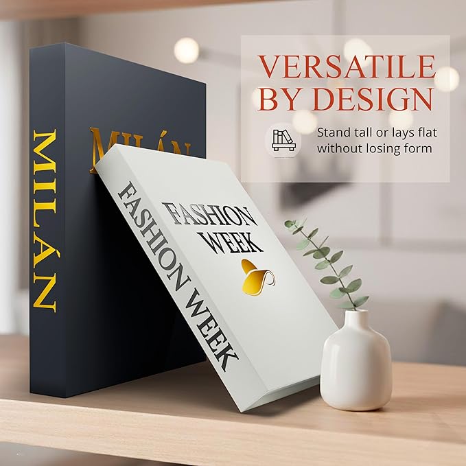 Fake books for decoration - Set of Two - Cardboard and linen - Decor Books for coffee table - Decorative boxes for home decor aesthetic - box storage (Fashion Week)
