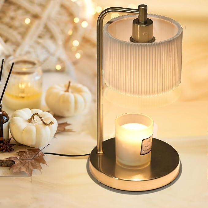 NITOWOLF Candle Warmer Lamp with Timer, Dimmable Wax Warmer Lamp Candle Lamp for Scented Candles with Bulbs, Mothers Day Gifts for Mom, Birthday Gifts for Women (Gold)
