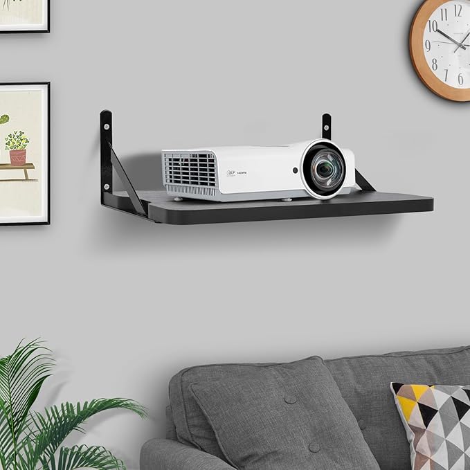 Black Small Mini Projector Shelf,Router Wall Mount Floating Shelf,Projector Mount Rack Holder,Modem Cable Box for Xbox Series PS5 PS4 by MDF