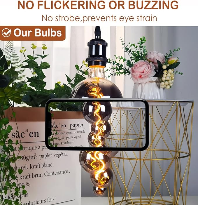 40 Watt Decorative Vintage LED Light Bulbs, Special Huge Bubble 4W LED Filament Edison Bulb,2700K Oversized Electroplated Warm Lights,Dimmable E26 Lamp Base,1-Pack