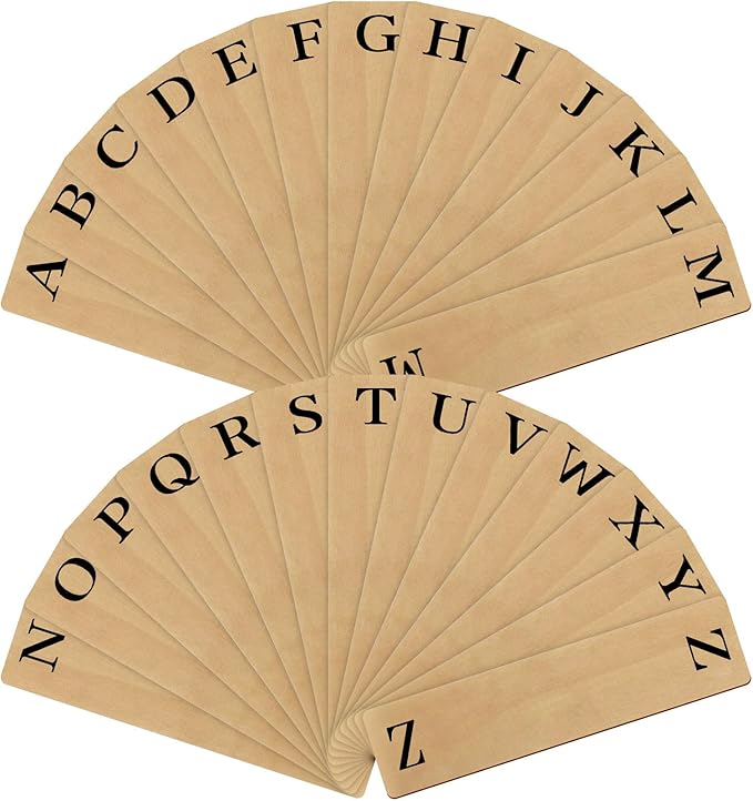 26 Pcs Library Alphabet Book Dividers Wooden Vinyl Record Dividers Organizer Separators 26 Alphabetical A-z Dividers Bookshelf Markers for Shelves Cds, Albums, Books(Wood Color)