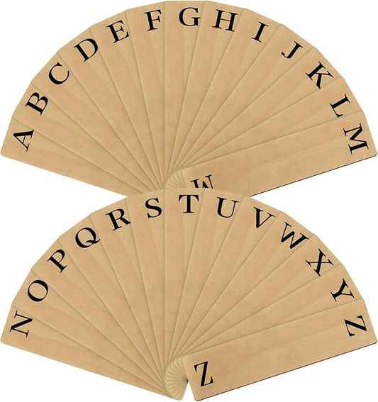 26 Pcs Library Alphabet Book Dividers Wooden Vinyl Record Dividers Organizer Separators 26 Alphabetical A-z Dividers Bookshelf Markers for Shelves Cds, Albums, Books(Wood Color)