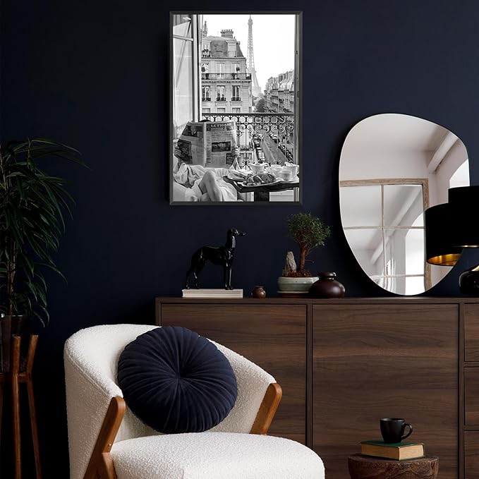 Vintage Girl Reading Newspaper Canvas Wall Art Eiffel Tower View Poster Retro Black And White Feminist Room Aesthetic Prints Painting For Home Bedroom Dorm Apartment Wall Decor 8x12in Unframed