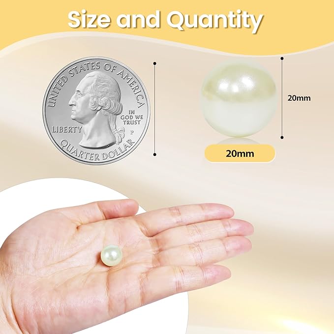 80Pcs Cream&Gold Vase Filler Pearl Beads for Crafting 20mm Beads No Holes Decor Suitable for Wedding Decor, Party Decorations, Centerpiece Table Decorations