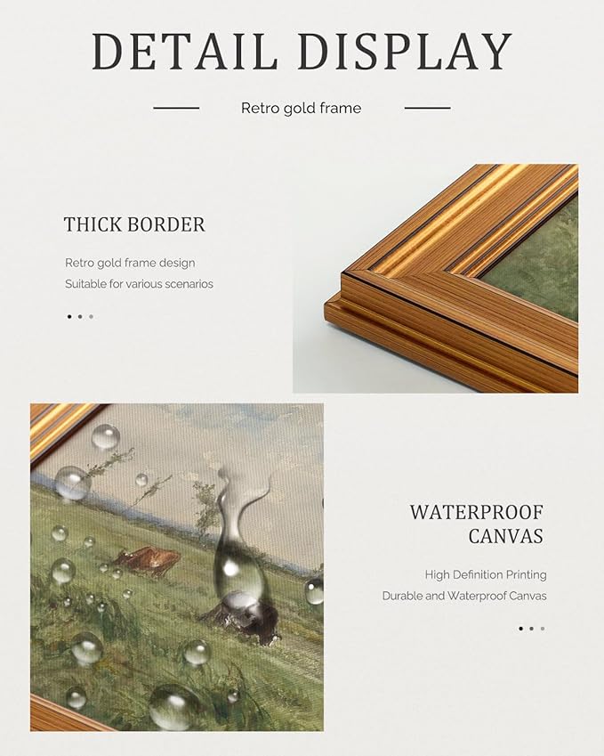 Bzstyleart Vintage Wall Art Decor for Living Room, Large Canvas Framed Wall Art, Landscape Painting Picture Farmhouse, Big Canvas Artwork Bedroom Home Decor Aesthetic, Rural Pastoral, 20 x 40 Inch