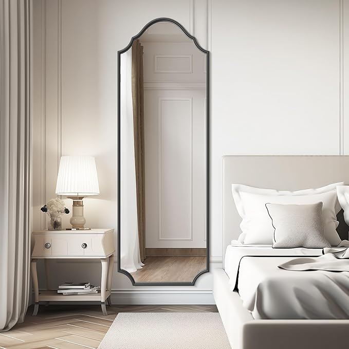WallBeyond Arched Full Length Mirror Wall Mounted, 70"x24" Black Metal Frame Full Body Mirror for Bedroom, Living Room, Hanging or Leaning Against Wall Full Size