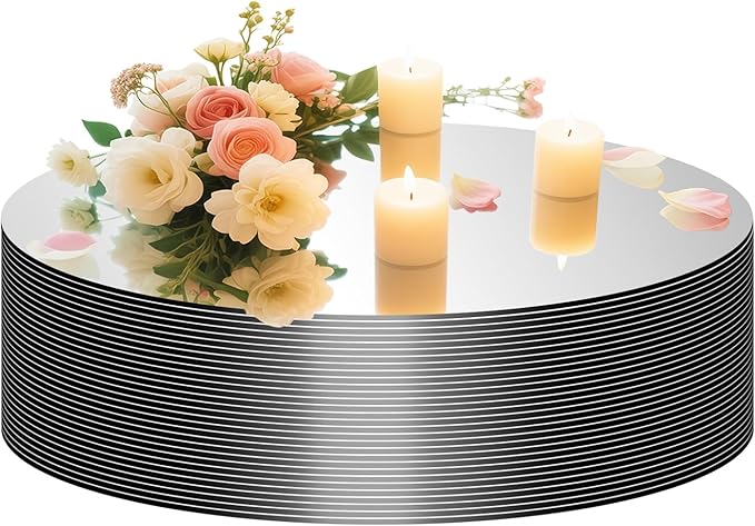 30PCS Round Mirrors for Centerpieces for Tables, 6" Circle Flat Mirrors Trays Plates for Centerpieces for Table Decorations, Circle Mirror Candle Plates for Wedding Table Centerpieces