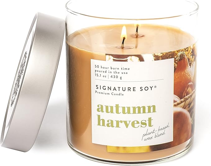 Signature Soy Lidded Autumn Harvest Scented Candle, Large Jar