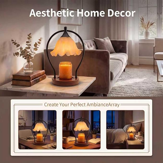 Candle Warmer Lamp with Timer Dimmer - Electric Wax Melt Warmer for Jar Candles, Vintage Lily of the Valley Lamp, Valentines Day Gifts for Women, House Warming Gifts New Home Decor
