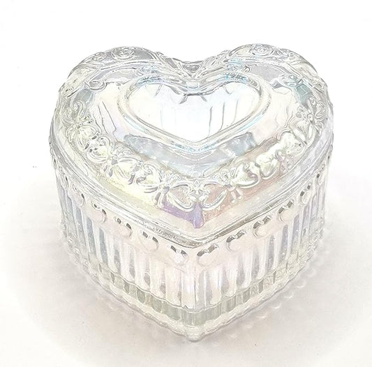 Glass Jewelry Box Heart Shape Cute Box for Storage Ring Earring Trinket Vintage Jewelry Organizer Decorative Gift for Women Girls-GRB003-Colorful