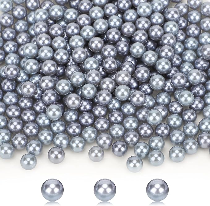 1300Pcs Silver Pearls Bead, Suream 8mm/0.31In Round Art Makeup Pearl, Faux Vase Filler Pearls for Jewelry Making, DIY Crafts, Home Decor, Wedding Centerpieces, Baby Showers, Floral Adornment, No Hole