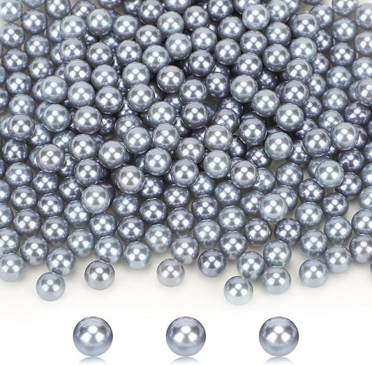 1300Pcs Silver Pearls Bead, Suream 8mm/0.31In Round Art Makeup Pearl, Faux Vase Filler Pearls for Jewelry Making, DIY Crafts, Home Decor, Wedding Centerpieces, Baby Showers, Floral Adornment, No Hole
