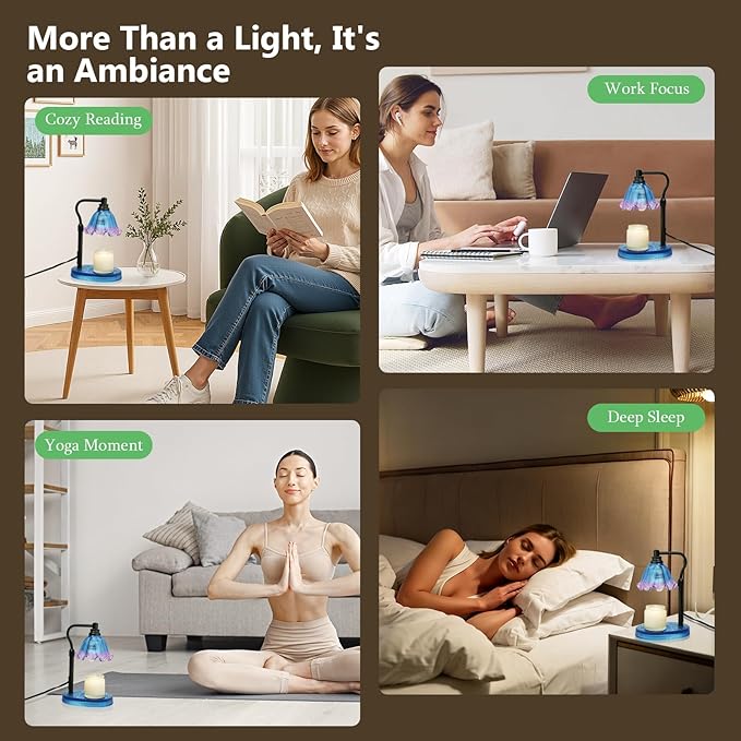 Candle Warmer Lamp with Timer Dimmable, Adjustable Candle Warmer Lamp for Jar Candles 3-Wick, Flameless Smokeless Candle Heater with 2 Bulbs, Home Decor Birthday Mothers Day for Women Mom