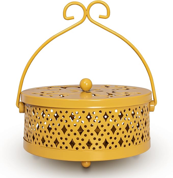 MyLifeUNIT Mosquito Coil Holder, Retro Portable Mosquito Incense Burner for Home and Camping (Yellow)