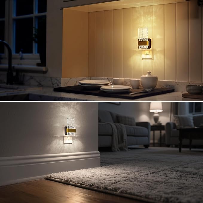 DORESshop LED Night Lights Plug into Wall, 3 Level Dimmable Night Light, Bubble Decorative Nightlight, Dusk to Dawn Sensor, Wall Sconce-Style Design Nightlights for Bathroom, Hallway, 3CCT