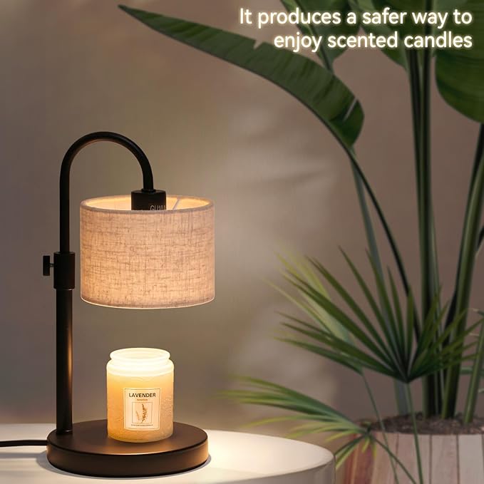 FINCMY Candle Warmer Lamp with Timer, Dimmable Candle Wax Warmer Candle Lamp Warmer with 2 Bulbs, Mothers Day Gifts Birthday Gifts for Women Bedroom Home Decor (Linen-Upgraded)