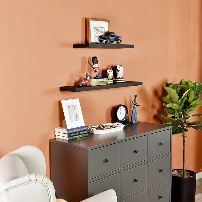 WELLAND Simons Floating Wall Shelf Ledge Shelves, 36-Inch, Black