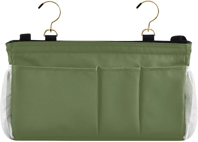 Dark Cyan Bedside Caddy Storage Bag Bedside Organizer for Headboards Bunk Beds Hanging Storage Organizer 6 Pockets with Hooks for Magazine Water Bottle Holder