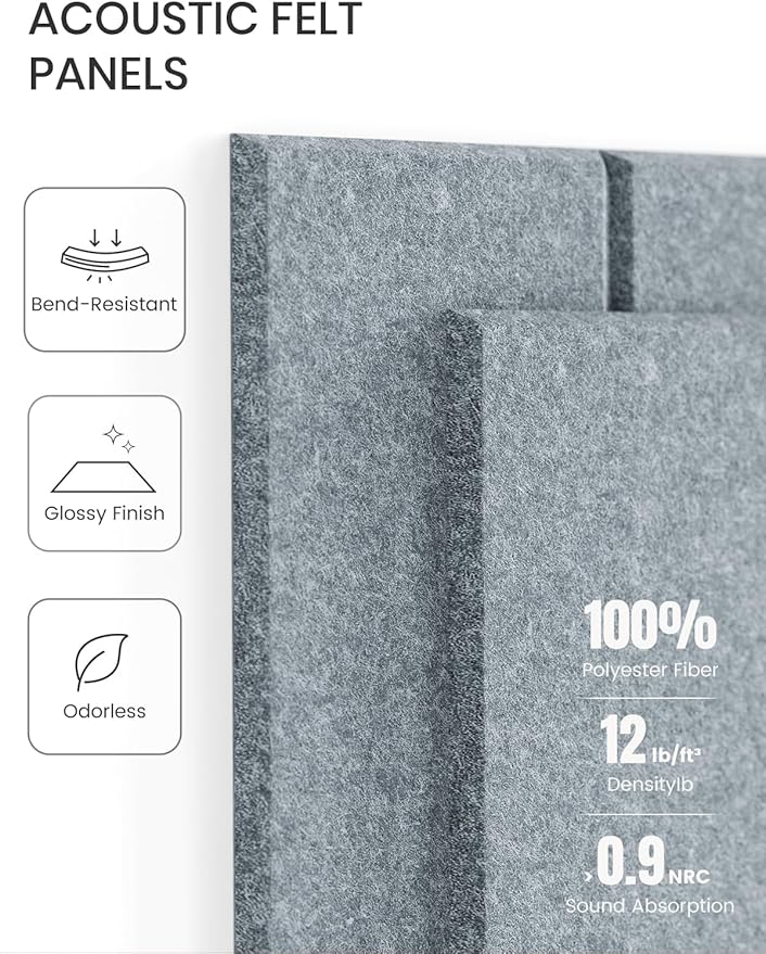Large Felt Bulletin Board 36"x24" Cork Board Alternative - 6 Pack with 40 Safe Removable Adhesive Tabs, Cork Boards for Walls Felt Board for Home Office Classroom Pin Board-Blue Gray