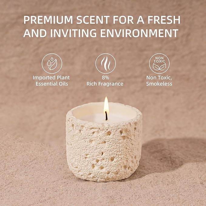Viyffo 6oz Citronella Candle Outdoor, Small Citronella Candle Indoor, Candles for Home Scented, Non Toxic Soy, Ivory White Ceramic Jar for Patio, Backyard Décor & Camping Gift (12+ Hours Burn)