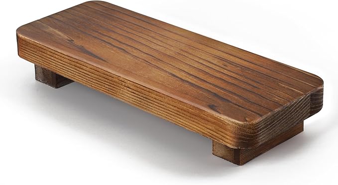 Liswit Farmhouse Wood Tray Rustic Wooden Pedestal Decorative Wood Riser for Farmhouse Kitchen Counter Bathroom Room Decor (Dark Brown)