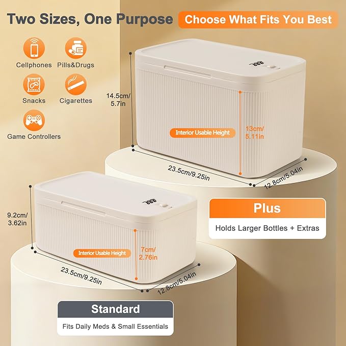 Upgraded Taller Lock Box for Medication, Phone Jail & Snacks – Large Lockable Storage Box with 3-Digit Combination Lock, Food-Safe BPA-Free Plastic– Medicine Lock Box for Home, Fridge, Travel