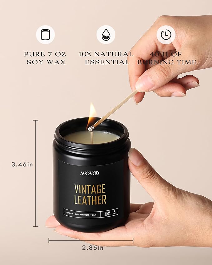 AOOVOO Scented Candles for Men - 6 Pack Candles for Home Scented, 42oz Soy Wax, 300 Hour Burn Time, Rose Sandalwood/Mahogany Teakwood/Smoke Vanilla/Leather/Lavender/Whiskey Caramel Candle Set