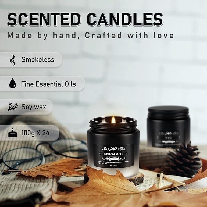 YOROXRG 24 Pack Scented Candles with Added Natural Essential Oils, 3.5oz, Suitable for Various Festivals, Parties, Yoga, and Home Scened