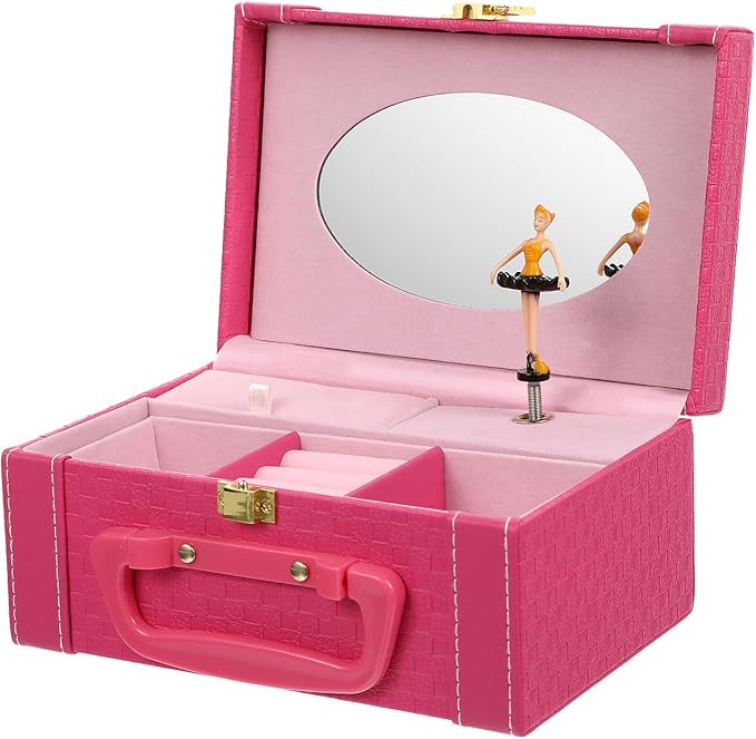SHERCHPRY Princess Jewelry Box Jewelry Storage Case with Music Function Pink Makeup Organizer and Makeup Storage