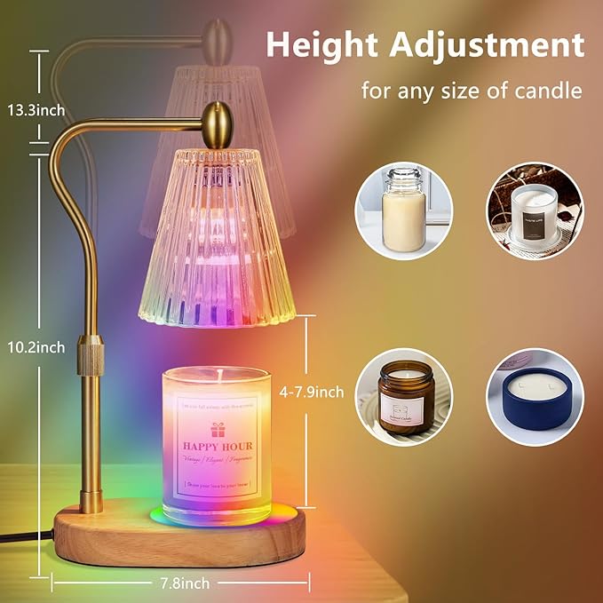Imenlox Candle Warmer Lamp, with Timer and Dimmer, Adjustable Height, for Mom, Birthday for Women Mom, House Warming Gifts Room Decor, Wax Warmer (7 Color)