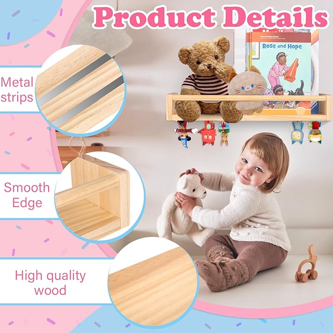 Book Floating Shelf for Toniebox Organizer Storage Floating Shelves, Floating Book Shelves for Wall Compatible with Tonies Characters, Books, Toys and Decor Storage for Children Room