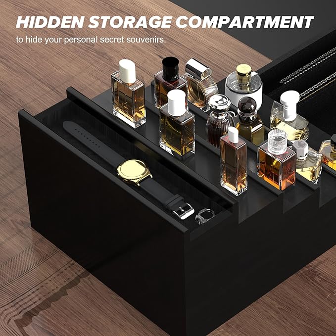 upcessory Cologne Organizer for Men, 5 Tier Black Cologne Shelf, Perfume Stand with Drawer and Hidden Compartment Perfume Display Holder - A Gift for Men