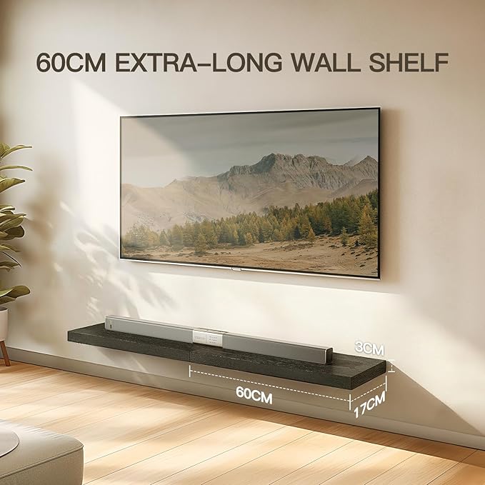 AMADA HOMEFURNISHING Floating Shelves Wall Mounted, 24 x 7 Inch Wall Shelves for Bathroom, Bedroom, Living Room, Black Shelves Set of 2 | Wall Shelves, for Bathroom, Bedroom, Living Room, Shelves