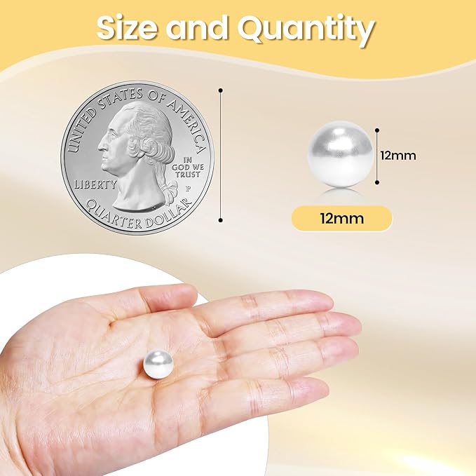 350Pcs White Vase Filler Pearl Beads for Crafting 12mm Beads No Holes Decor Suitable for Wedding Decor, Party Decorations, Centerpiece Table Decorations