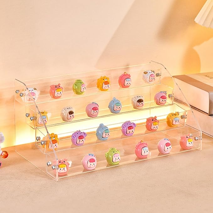 Acrylic Risers Display Stands, 12 Inch 4 Tier Clear Acrylic Shelves, Perfume Stand Organizer for Figurine Display, Makeup, Toys, Cupcake.