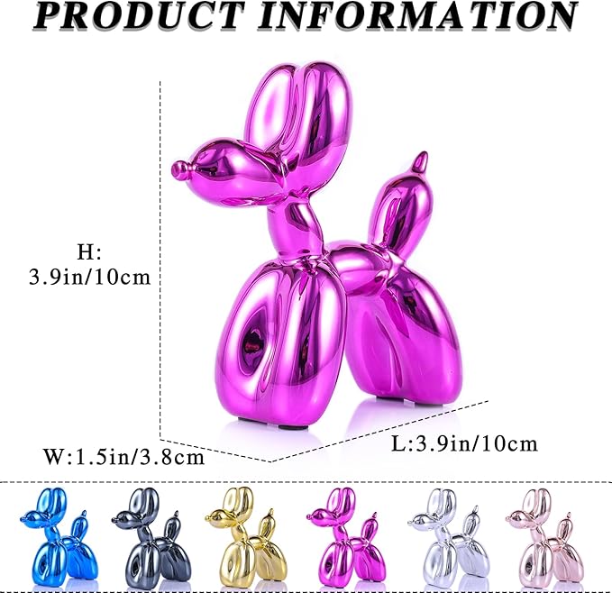 Red Balloon Dog Decor,Balloon Animal Decor,Shelf Decor Preppy Room Decor,Cute Statue Home Decor, Bedroom Modern Sculpture Desk Decor,Office Gold Decorations Small Figurines
