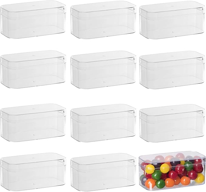 Hammont Acrylic Box - Party Favor Gift Boxes - Clear Cube with Rounded Edges for Gifts, Weddings, Treats, Candies & Accessories - Square Home Storage Boxes | 4.75”x2.5”x2” (12 Pack)