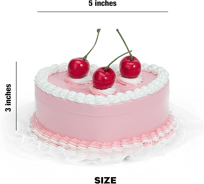 Stylor Coquette Room Decor Aesthetic, Heart Shaped Jewelry Box for Girls, Fake Cherry Pink Cake, Cute Kawaii Decorative Storage Accessories.
