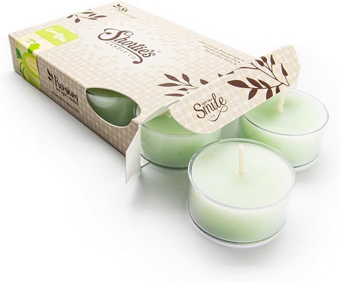 Shortie's Candle Company Cucumber Melon Premium Tealight Candles - 6 Green Highly Scented Tea Lights - Beautiful Candlelight - Made in the USA - Fresh & Clean Collection