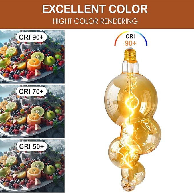 40 Watt Decorative Vintage LED Light Bulbs, Special Huge Bubble 4W LED Filament Edison Bulb,2700K Oversized Golden Warm Lights,Dimmable E26 Lamp Base,1-Pack