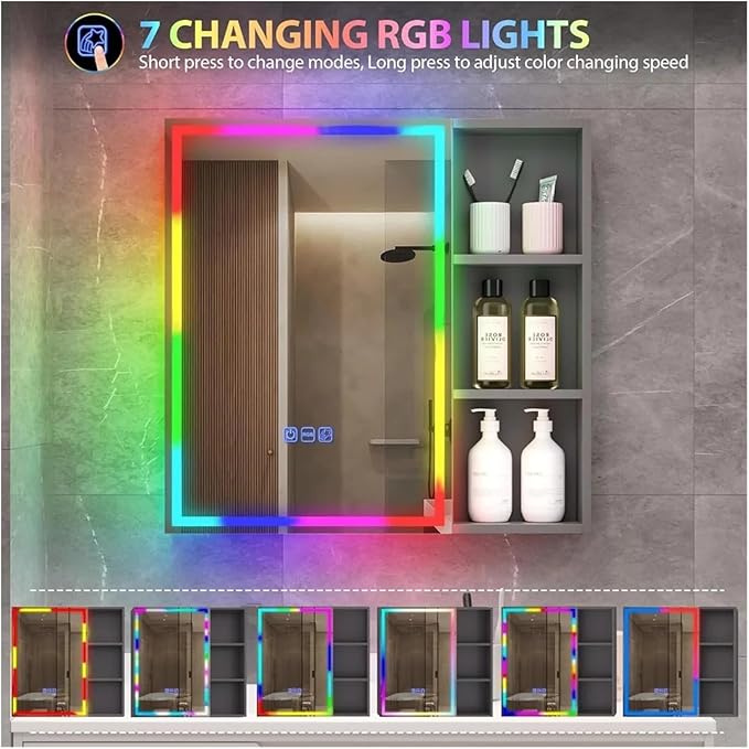 Bathroom Mirror Cabinet 5 Shelves Bathroom Storage Cabinet Makeup Organizer,Mirrors