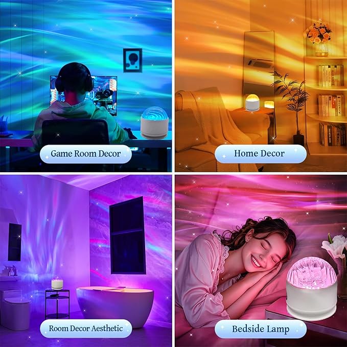 Neioaas 2 in 1 Northern Lights Projector, 16 Color Aurora Night Light Projector,Remote Galaxy Light Projector,USB Recharge Ocean Wave Projector for Playroom Birthday Kids Teen Gift (Aurora & Wave)