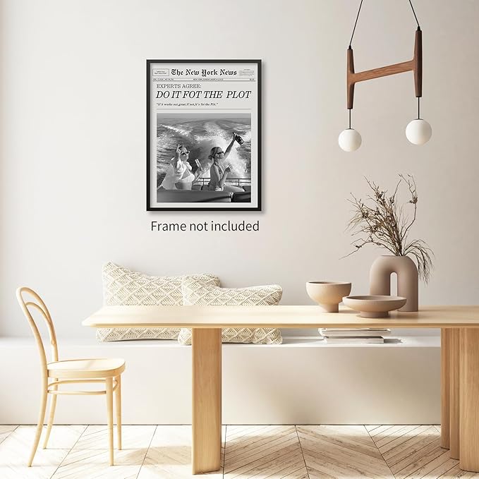 noxozoqm Black and White Fashion Hot Girl Poster Fun Do It For The Plot Newspaper Wall Art Retro Girly Canvas Prints for bar Cart Decor 12X16 inch Unframed