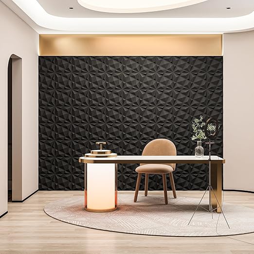 Art3dwallpanels 20 Pack 3D Wall Panels for Interior Wall Decor, 12''x12'' White Accent Diamond Panels for Gaming Room Bedroom TV Background, Black