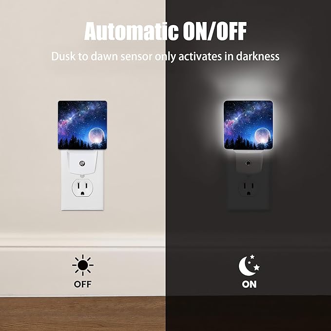 Fantasy Full Moon Dusk to Dawn Night Light, Auto Sensor Lamp Home Indoor Stairway Kitchen Corridor, Night Lights Plug into Wall Decor, Boys Girls Women Men Room Gifts