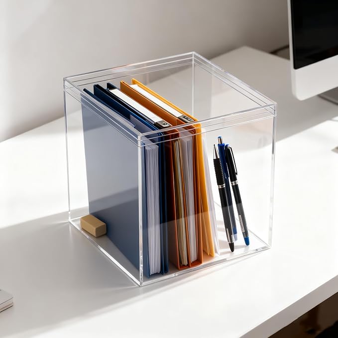 KissYou Acrylic Box Clear Display Boxes with Lid Clear Square Cube Acrylic Box for Clean Towels Graduation Wedding Birthday Party Decoration Jewelry Storage Box
