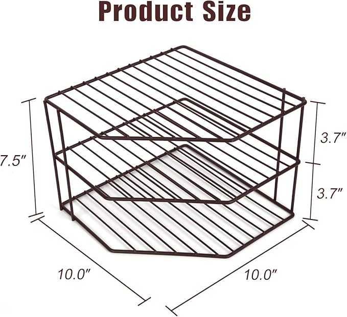 Cabinet Shelf Organizer - Corner Shelf Counter and Cabinet Organizer -Countertop Storage - Cabinet Corner Rack for Plate - Cabinet & Pantry Kitchen Shelf (Black)