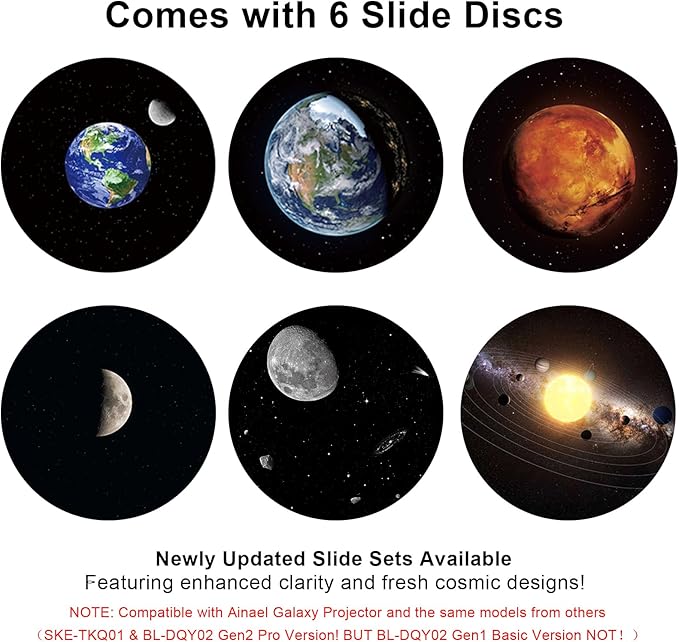 Galaxy Projector Disc – Ultra HD Projector Slide, Compatible Galaxy Projectors and Model SKE-TKQ01 & BL-DQY02 Projectors – 6 Disc Set